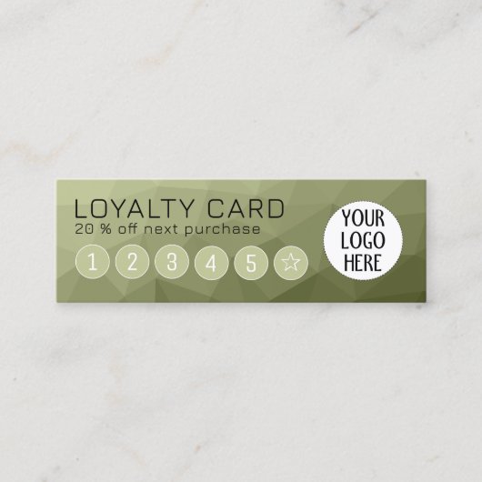 Army green Gradient Geometric Mesh Custom Logo Treuekarte (Vorderseite)