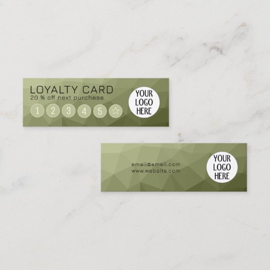 Army green Gradient Geometric Mesh Custom Logo Treuekarte (Vorne/Hinten)