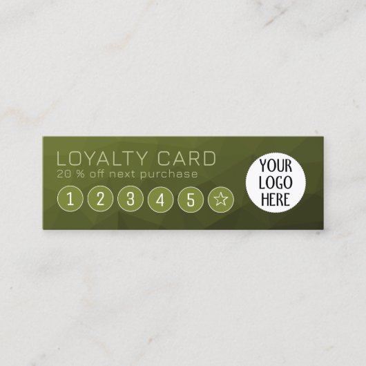 Army green Gradient Geometric Mesh Custom Logo Treuekarte (Vorderseite)