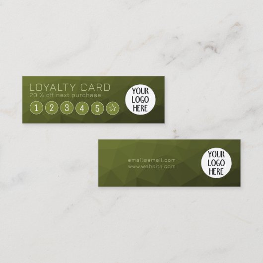 Army green Gradient Geometric Mesh Custom Logo Treuekarte (Vorne/Hinten)