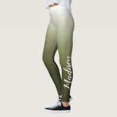 Army green Gradient Geometry Mesh Muster Name Leggings (Links)