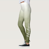 Army green Gradient Geometry Mesh Muster Name Leggings (Links)