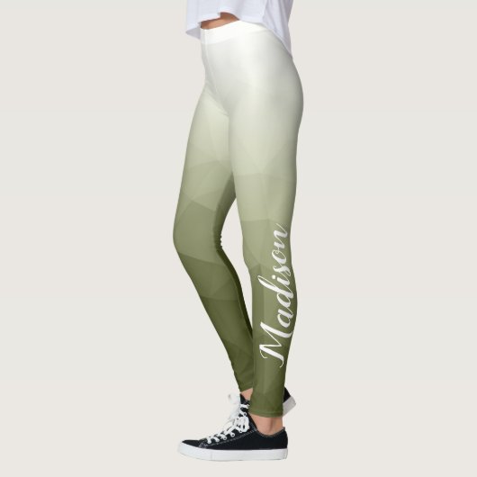 Army green Gradient Geometry Mesh Muster Name Leggings (Links)