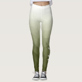 Army green Gradient Geometry Mesh Muster Name Leggings (Vorderseite)