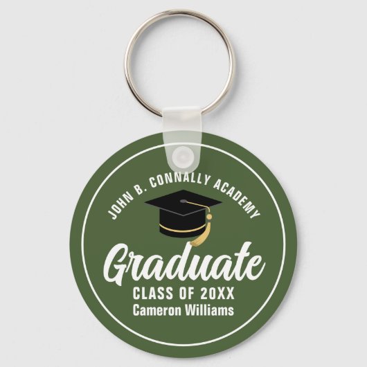 Army Green Graduate Custom Abschluss Gift Schlüsselanhänger (Rückseite)