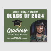 Army Green Graduate Foto 2024 Abschluss Magnet (Vorderseite)