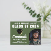 Army Green Graduate Foto 2024 Graduation Party Postkarte (Stehend Vorderseite)