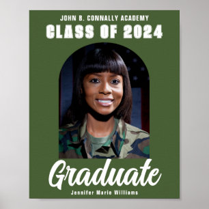 Army Green Graduate Foto Arch Graduation Party Poster