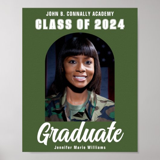Army Green Graduate Foto Arch Graduation Party Poster (Vorne)
