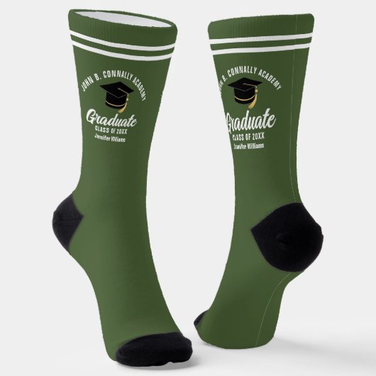 Army Green Graduate Personalisierter Abschluss Socken (Gewinkelt)
