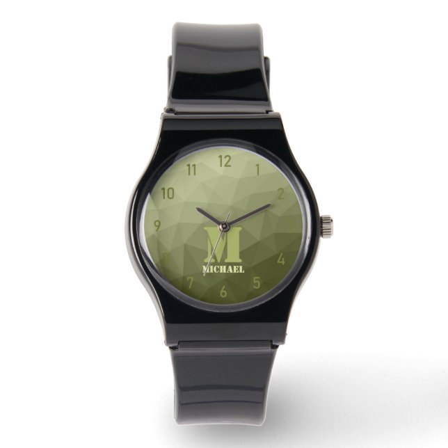 Army Green Light geometrische Maschenmuster Monogr Armbanduhr (Vorderseite)
