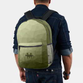 Army Green Light geometrische Maschenmuster Monogr Bedruckter Rucksack