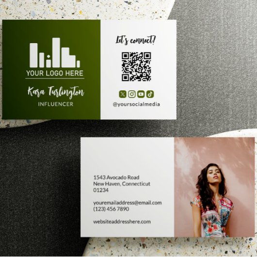 Army Green Logo QR Code Foto Social Media Visitenkarte