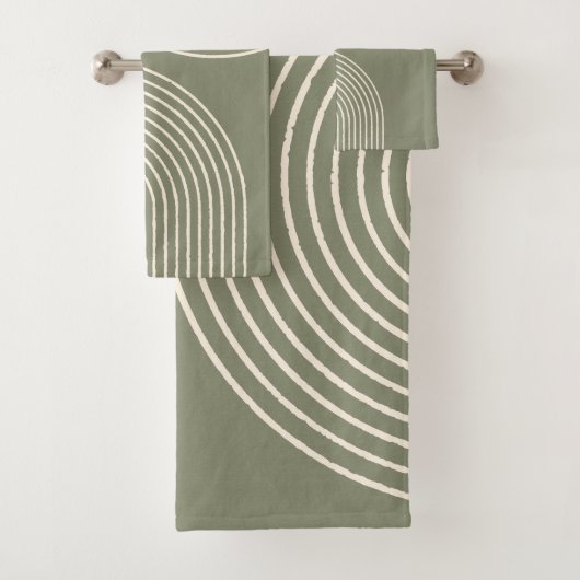 Army Green Minimalistisch Badhandtuch Set (Insitu)