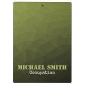 Army green olive geometric mesh pattern Ihr Name Klemmbrett (Rückseite)