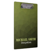 Army green olive geometric mesh pattern Ihr Name Klemmbrett (Rechts)