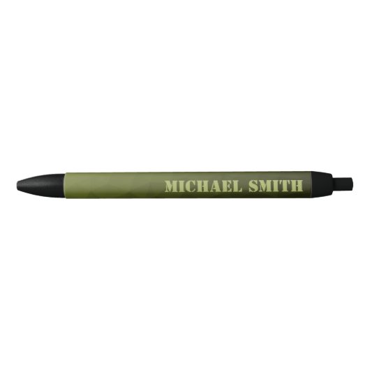 Army green olive geometric mesh pattern Ihr Name Kugelschreiber (Vorderseite)