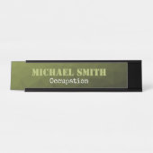 Army green olive geometric mesh pattern Ihr Name Schreibtischnamensplakette (Vorderseite )