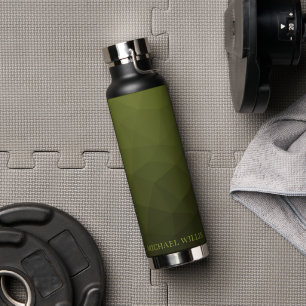 Army green olive geometric mesh pattern Ihr Name Trinkflasche