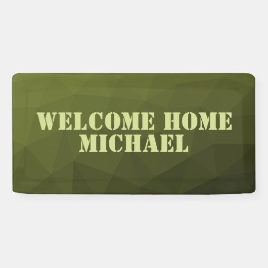 Army green olive geometrisch Willkommen Zuhause Ih Banner (Horizontal)