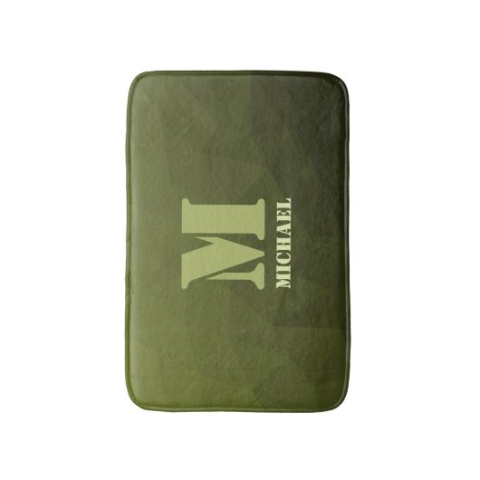 Army Green Oliven geometric mesh muster Monogram Badematte (Vorderseite Vertikal)