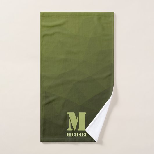 Army Green Oliven geometric mesh muster Monogram Badhandtuch Set (Handtuch)