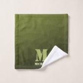 Army Green Oliven geometric mesh muster Monogram Badhandtuch Set (Waschlappen)
