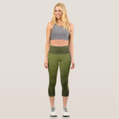 Army Green Oliven geometric mesh muster Monogram Capri Leggings (Vorderseite)