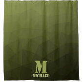 Army Green Oliven geometric mesh muster Monogram Duschvorhang (Vorderseite)