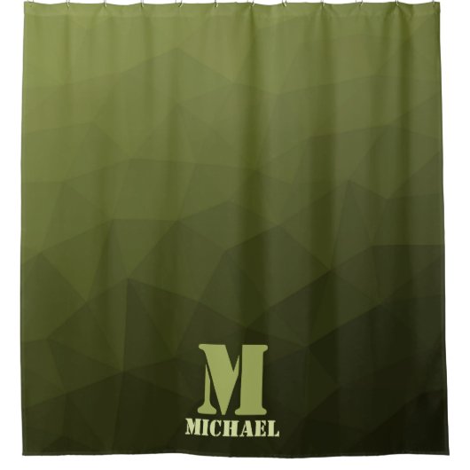 Army Green Oliven geometric mesh muster Monogram Duschvorhang (Vorderseite)