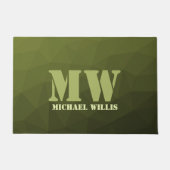 Army Green Oliven geometric mesh muster Monogram Fußmatte (Vorderseite)