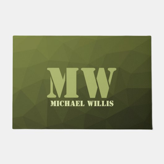 Army Green Oliven geometric mesh muster Monogram Fußmatte (Vorderseite)