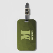 Army Green Oliven geometric mesh muster Monogram Gepäckanhänger (Vorderseite Vertikal)