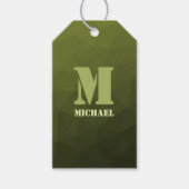 Army Green Oliven geometric mesh muster Monogram Geschenkanhänger (Vorderseite)