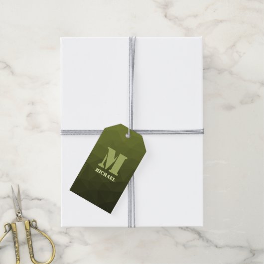 Army Green Oliven geometric mesh muster Monogram Geschenkanhänger (Mit Garn)