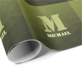 Army Green Oliven geometric mesh muster Monogram Geschenkpapier (Rolleneckpunkt)