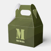 Army Green Oliven geometric mesh muster Monogram Geschenkschachtel (Vorderseite)