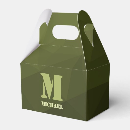 Army Green Oliven geometric mesh muster Monogram Geschenkschachtel (Vorderseite)