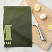 Army Green Oliven geometric mesh muster Monogram Geschirrtuch (Viertel Falte)