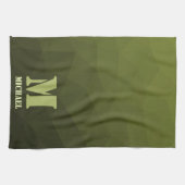 Army Green Oliven geometric mesh muster Monogram Geschirrtuch (Horizontal)