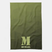 Army Green Oliven geometric mesh muster Monogram Geschirrtuch (Vertikal)