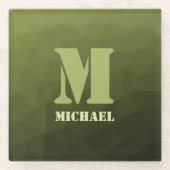Army Green Oliven geometric mesh muster Monogram Glasuntersetzer (Vorderseite)
