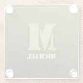 Army Green Oliven geometric mesh muster Monogram Glasuntersetzer (Rückseite)