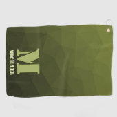 Army Green Oliven geometric mesh muster Monogram Golfhandtuch (Horizontal)
