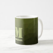 Army Green Oliven geometric mesh muster Monogram Kaffeetasse (VorderseiteRechts)