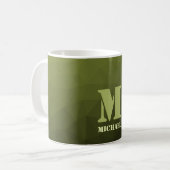 Army Green Oliven geometric mesh muster Monogram Kaffeetasse (Vorderseite Links)
