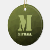 Army Green Oliven geometric mesh muster Monogram Keramik Ornament (Links)