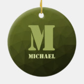 Army Green Oliven geometric mesh muster Monogram Keramik Ornament (Hinten)
