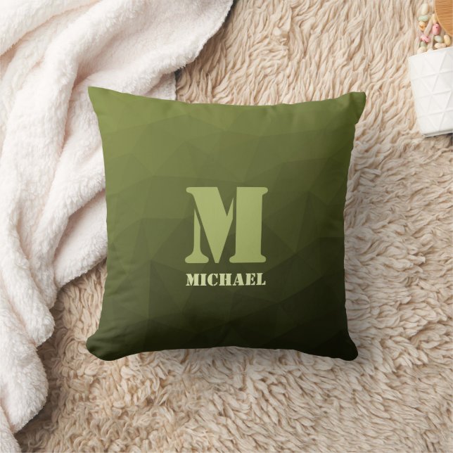 Army Green Oliven geometric mesh muster Monogram Kissen (Decke)