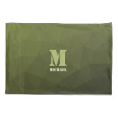 Army Green Oliven geometric mesh muster Monogram Kissenbezug (Rückseite)